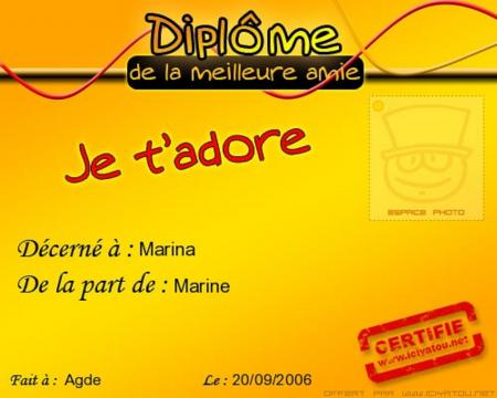 Diplome de la meilleure amie